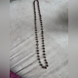 Elegant Amethyst Color Stone Necklace with two Diamond Cross accents.